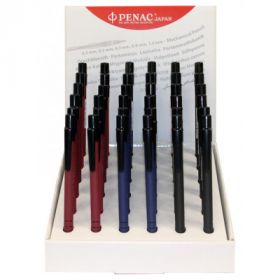 Display creioane mecanice PENAC RB-085M, rubber grip, 0.5mm, 36 buc/display - culori corp asortate