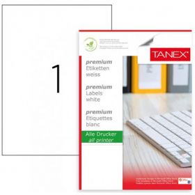 Etichete polyester albe, autoadezive,  1/A4, 210 x 297mm, 25 coli/top, TANEX - colturi drepte