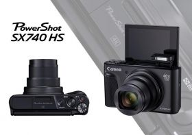 Camera foto Canon PowerShot SX740HS BK, 20.3 MP, senzor CMOS tip 1/2,3, cu iluminare din spate, 40x Zoom optic, 40x Zoom digital, 3" LCD rabatabil, processor imagine DIGIC 8, focalizare TTL, ISO100-3200, WiFi, GPS, Bluetooth, efecte fotografice, filmare 4