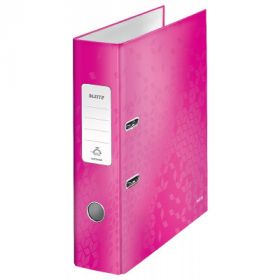 Biblioraft LEITZ 180 WOW, carton laminat, A4, 80 mm, roz