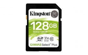 SD Card Kingston, 128GB, Canvas Select Plus, Clasa 10 UHS-I, R/W 100/85 MB/s, Format: exFAT