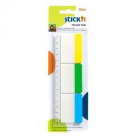 Stick index plastic transp. cu margine color 37 x 50 mm, 3 x 10file/set, Stick'n - 3 culori neon