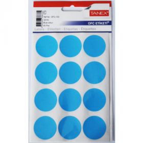 Etichete autoadezive color, D32 mm, 60 buc/set, TANEX - albastru