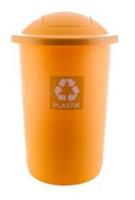 Cos plastic reciclare selectiva, capacitate 50l, PLAFOR Top - galben cu capac galben - plastic