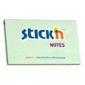 Notes autoadeziv 76 x 127 mm, 100 file, Stick'n - verde pastel