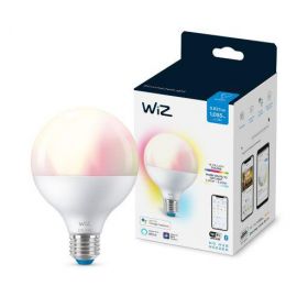 Bec LED RGBW inteligent WiZ Colors, Wi-Fi + Bluetooth, G95, E27, 11W (75W), 220-240V, 1055 lumeni, clasa energetica A+, compatibil Google Assistant/Alexa/Siri