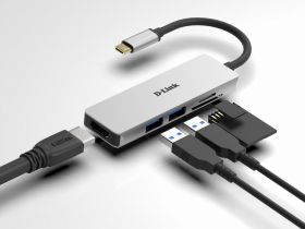 D-Link 5-in-1 USB-C Hub with HDMI and SD/microSD card reader, DUB-M530, 1* USB-C connector with USB cable 11.5 cm, 1* HDMI Port, 2* USB Type-A Port (USB 3.0), 1* SD card slot, 1* microSD card slot, Weight: 42g.