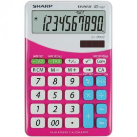 Calculator de birou, 10 digits, 149 x  100 x 27 mm, dual power, SHARP EL-M332BBL - gri/roz