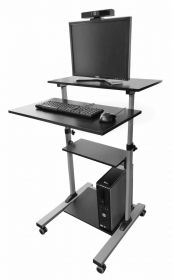 Pachet cu Stand mobil (Workstation) ajustabil pentru calculator, Blackmount WST01 si Webcam All-in-one , conceput pentru sali mici si medii, SeeUp, USB conferencing