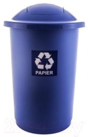 Cos plastic reciclare selectiva, capacitate 50l, PLAFOR Top - albastru cu capac albastru - hartie