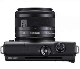 Camera foto mirrorless Canon EOS M200 kit EF-M 15-45mm f/3.5-6.3 IS STM, Negru, senzor APS-C 24.1 MP, crop factor 1.6x, procesor DIGIC 8, touchscreen 3" LCD rabatabil, WiFi,micro USB, Bluetooth,ISO 100-25600, filmare 4K - 3840 x 2160 (23.98, 25 fps), Full