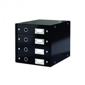 Cabinet cu sertare LEITZ WOW Click & Store, 4 sertare, carton laminat, A4, negru