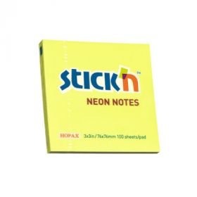 Notes autoadeziv 76 x  76 mm, 100 file, Stick'n - galben neon
