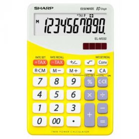 Calculator de birou, 10 digits, 149 x  100 x 27 mm, dual power, SHARP EL-M332BBL - gri/galben