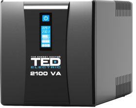 UPS 2100VA / 1200W LCD display Line Interactive cu stabilizator 2 iesiri schuko 2x9Ah TED UPS Expert