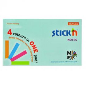 Magic notes autoadeziv 76 x 127 mm, 100 file, Stick'n Magic Notes - 4 culori pastel