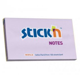 Notes autoadeziv 76 x 127 mm, 100 file, Stick'n - lila pastel