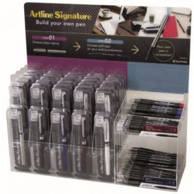 Display ARTLINE Signature Pen, 30 carcase pix + 48 rezerve/display - diverse culori
