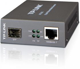 Switch media convertor TP-Link, 2 porturi (1xSFP Gigabit, 1x10/100/1000 Mbps (RJ-45)), 1000Base-T to 1000Base-SX/LX/LH, SFP, montabil in sasiu