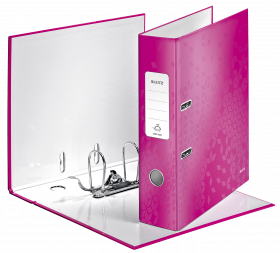 Biblioraft Leitz 180 WOW, carton laminat, partial reciclat, FSC, A4, 52 mm, roz
