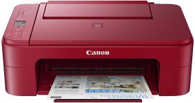 Multifunctional inkjet color Canon Pixma TS3352 RED, dimensiune A4 (Printare, Copiere, Scanare), viteza 7.7ipm alb-negru, 4ipm color, rezolutie 4800x1200 dpi, alimentare hartie 60 coli, imprimare fara margini, scanner cu suport plat CIS, rezolutie scanare