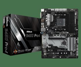 Placa de baza AsRock AMD B450 PRO4, 4 x DDR4 DIMM Slots, 2 x PCI Express3.0 x16, 4x PCI Express 2.0 x1, 4 x SATA3 6.0 Gb/s Connectors, 1 x UltraM.2 Socket, 1x USB 3.1, 2x USB 2.0, 1x D-Sub, 1x HDMI, 1x DisplayPort1.2.