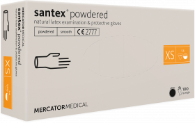 Manusi medicale cu pudra, din latex MERCATOR santex® powdered, 100buc, XS/RD11010001
