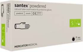 Manusi medicale cu pudra, din latex MERCATOR santex® powdered, 100buc, S/RD11010002