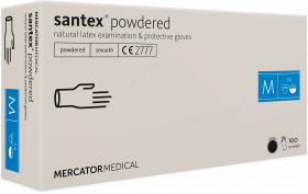 Manusi medicale cu pudra, din latex MERCATOR santex® powdered, 100buc, M/RD11010003