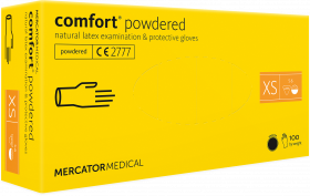 Manusi medicale de examinare, din latex MERCATOR comfort® powdered, 100buc, XS/RD11001001