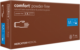 Manusi medicale de protectie fara pudra, din latex MERCATOR comfort® powder-free, 100buc, M/RD10005003