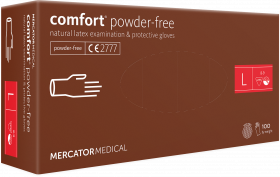 Manusi medicale de protectie fara pudra, din latex MERCATOR comfort® powder-free, 100buc, L/RD10005004