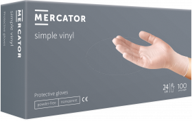 Manusi standard de protectie fără pudră - clorurată, din vinil MERCATOR® simple vinyl (PF), 100buc, L/RP20016004
