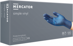Manusi standard de protectie fără pudră - clorurată, din vinil MERCATOR® simple vinyl (blue), 100buc, S/RP20017002