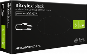 Manusi medicale de protectie fără pudră - polimerizată, din nitril MERCATOR nitrylex® black, 100buc, S/RD30104002