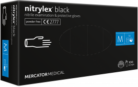 Manusi medicale de protectie fără pudră - polimerizată, din nitril MERCATOR nitrylex® black, 100buc, M/RD30104003