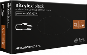 Manusi medicale de protectie fără pudră - polimerizată, din nitril MERCATOR nitrylex® black, 100buc, XL/RD30104005