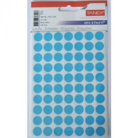 Etichete autoadezive color, D13 mm, 350 buc/set, TANEX - albastru