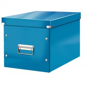 Cutie depozitare LEITZ WOW Click & Store, carton laminat, Cub, mare, albastru