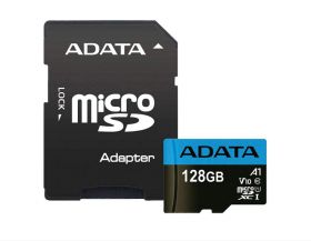 Micro Secure Digital Card ADATA, Premier, 128GB, UHS-I Clasa 10/V10, R/W speed: up to 100/25MB/s, include adaptor SD (AUSDX128GUICL10A1-RA1) (pentru telefon)