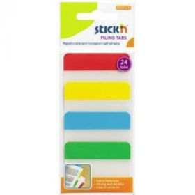 Stick index plastic transp. cu margine color 38 x 51 mm, 4 x 20 file/set, Stick'n - 4 culori neon