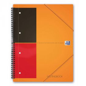 Caiet cu spirala A4+, OXFORD Int. Meetingbook, 80 file-80g/mp, Scribzee, 4 perf, coperta PP-dictando