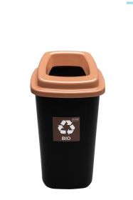 Cos plastic reciclare selectiva, capacitate 28l, PLAFOR Sort - negru cu capac maro - bio