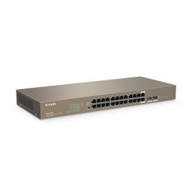 Switch TENDA TEG1024F, 24 Gigabit , 2 gigabit SFP, unmanaged, Forwarding Speed: 10Mbps: 14880pps 100Mbps: 148800pps 1000Mbps: 1488000pps, Standard&ProtocolIEEE 802.3, IEEE 802.3u, IEEE 802.3x, IEEE 802.3ab, LED indicator: 1* Power, 24* Link/Act, 4*mode st