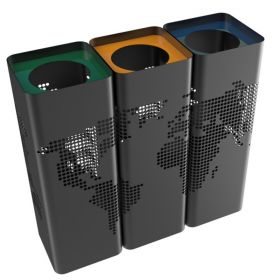 Set cosuri gunoi pentru reciclare din metal 3 x 60 litri