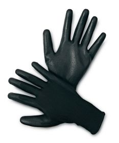 Manusi protectie, standard EN420, EN388:4131, degete cauciucate cu polyurethan - marimea 9 - negre