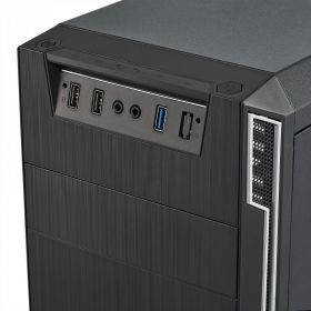 Carcasa PC Serioux OFFICE, fara sursa, Middle Tower, Format placă de bază: ATX / micro ATX / ITX, Sloturi de expansiune: 7, Socluri pentru unități: 5,25" x1; 3,5" x2; 2,5" x2, Ventilatoare: Față –  1x12 cm, Spate – 1x 8/9cm, Lateral – 1x12cm (