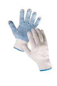 Manusi protectie Plover, standard EN420, degete si palma cu PVC - marime 10 - alb cu albastru