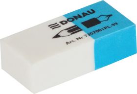 Radiera cauciuc pentru creion/cerneala, 41x18x11mm DONAU - alb/albastru