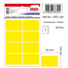 Etichete autoadezive color, 34 x 52 mm, 40 buc/set, TANEX - galben fluorescent